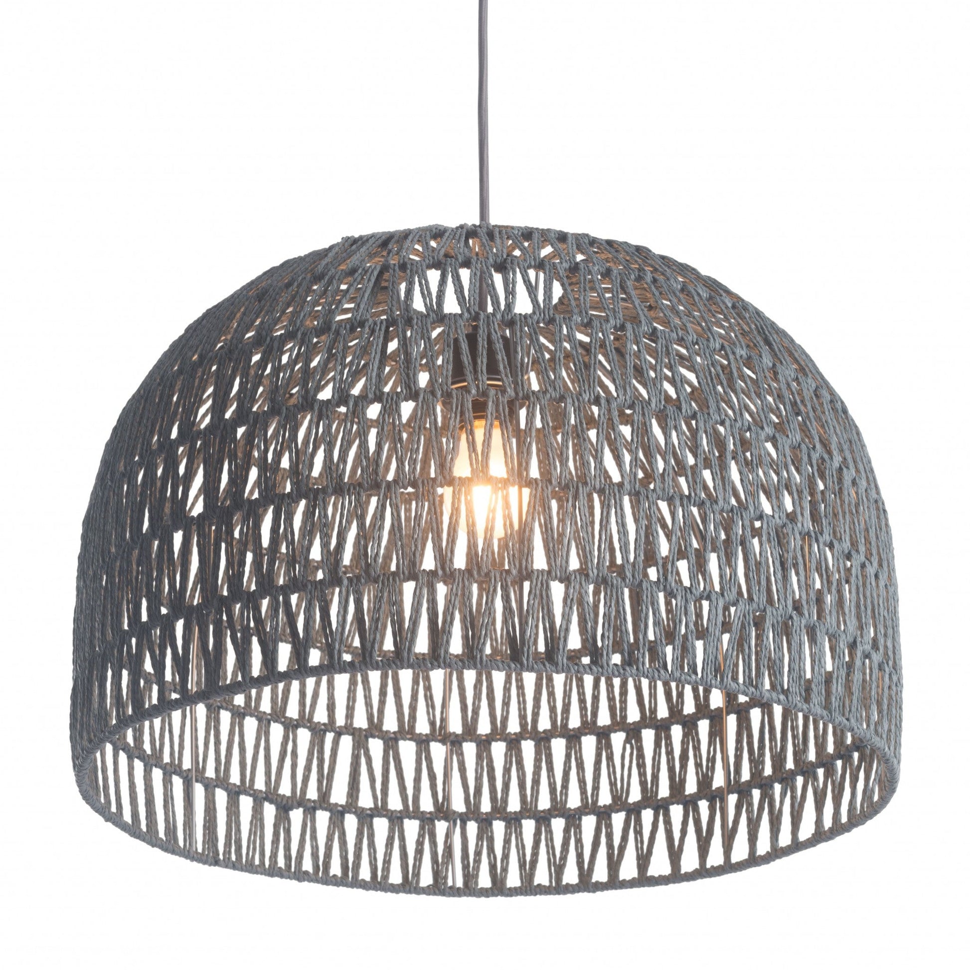 HomeRoots Misty Woven Ceiling Lamp in Gray Finish