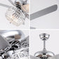 HomeRoots Mod Chandelier Ceiling Fan With Silver And Faux Crystal Finish