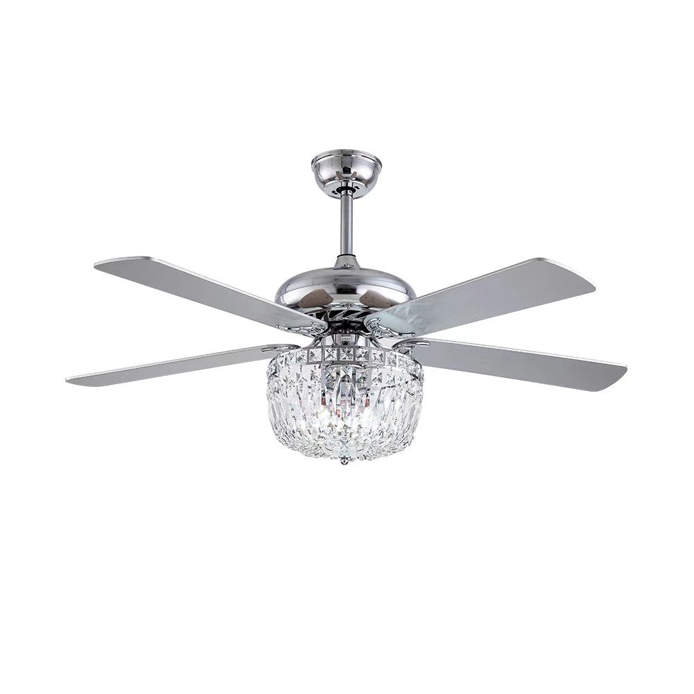 HomeRoots Mod Chandelier Ceiling Fan With Silver And Faux Crystal Finish