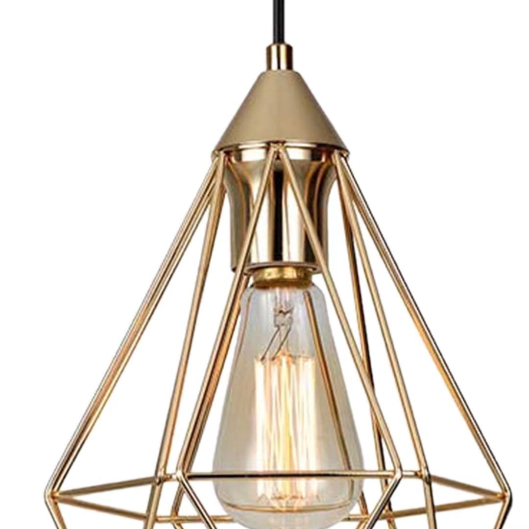 HomeRoots Mod Gold Geo Diamond Cage Pendant Light
