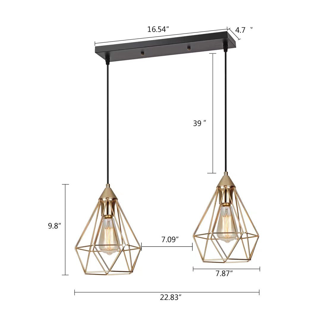 HomeRoots Mod Gold Geo Diamond Cage Pendant Light