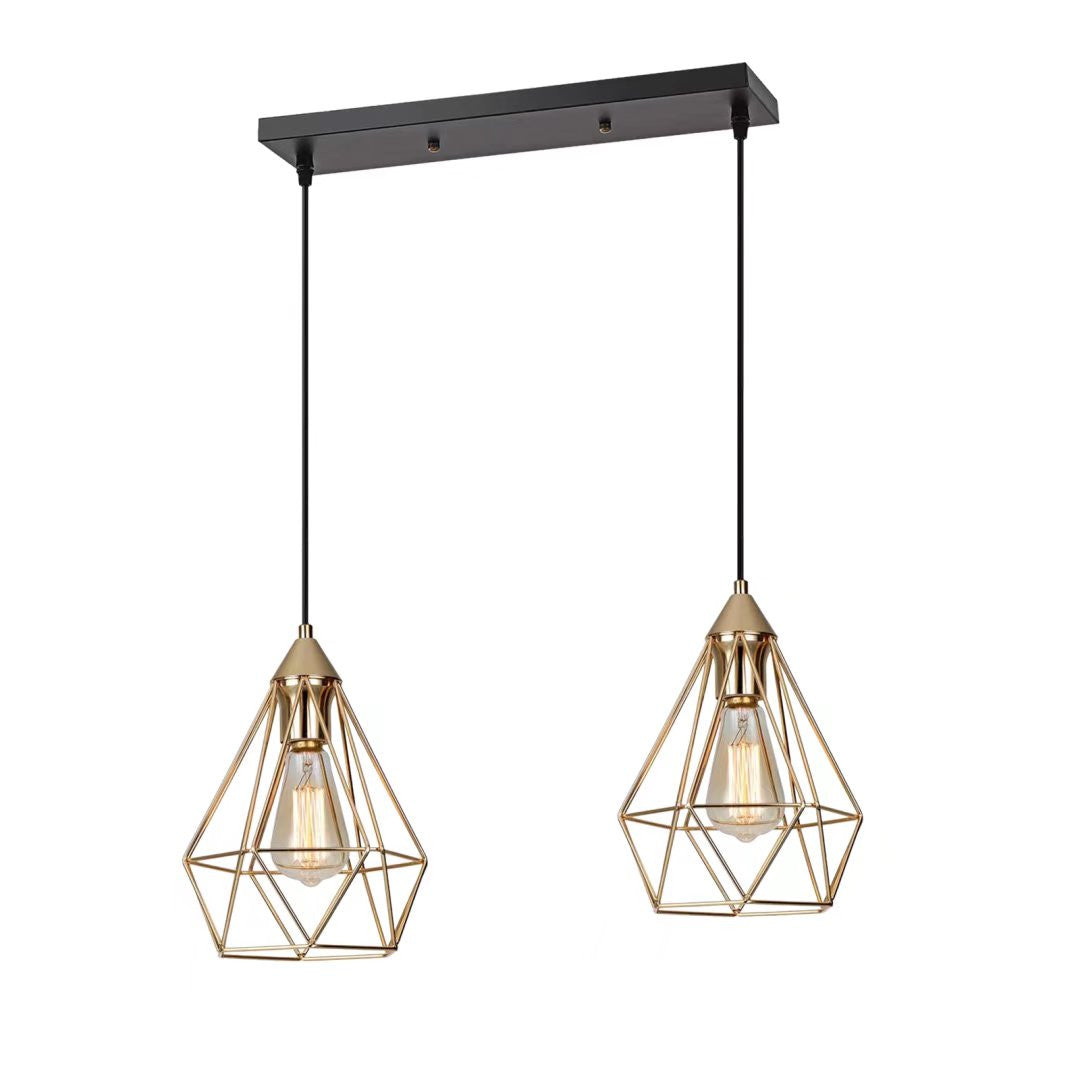 HomeRoots Mod Gold Geo Diamond Cage Pendant Light