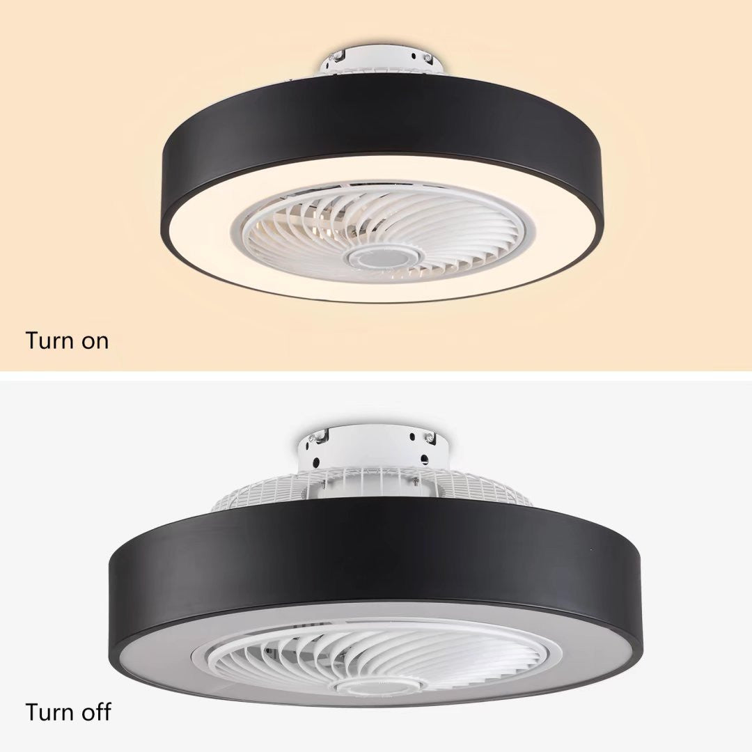 HomeRoots Mod Invisible Blade Ceiling Fan And Light With Black and White Finish