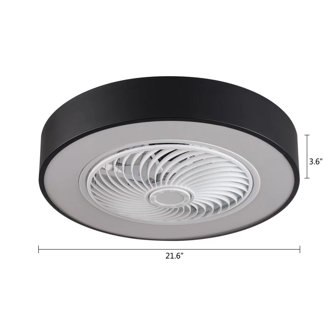 HomeRoots Mod Invisible Blade Ceiling Fan And Light With Black and White Finish