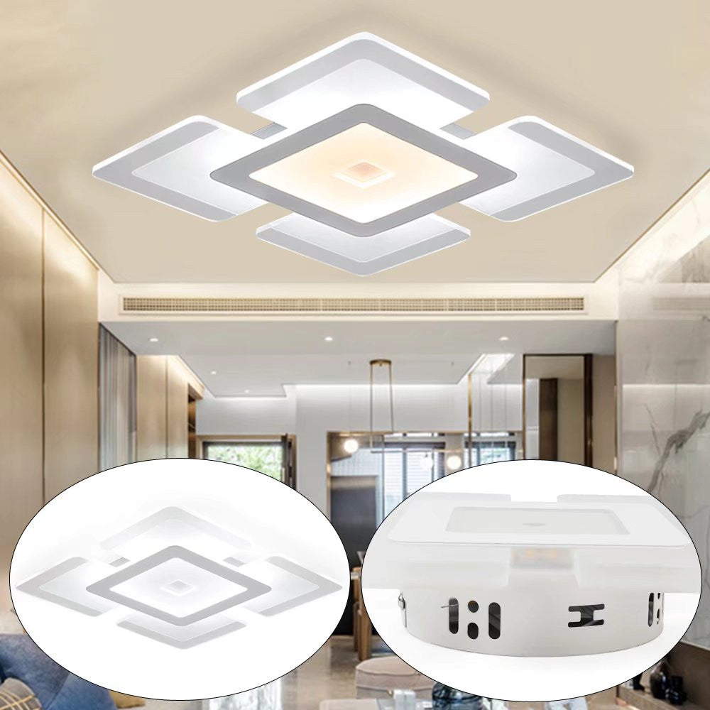 HomeRoots Modern Acrylic LED Square Ceiling Light in White Finish