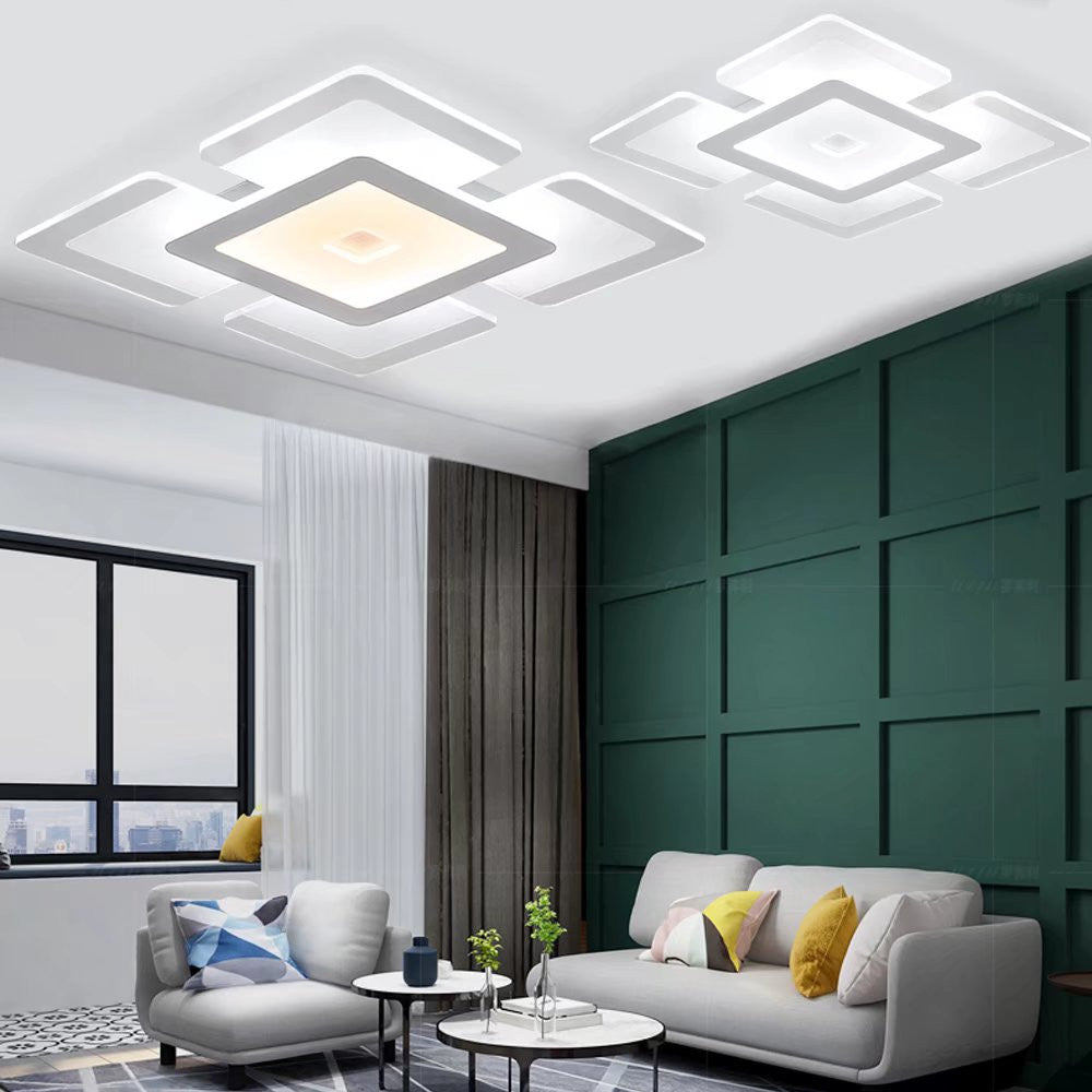 HomeRoots Modern Acrylic LED Square Ceiling Light in White Finish