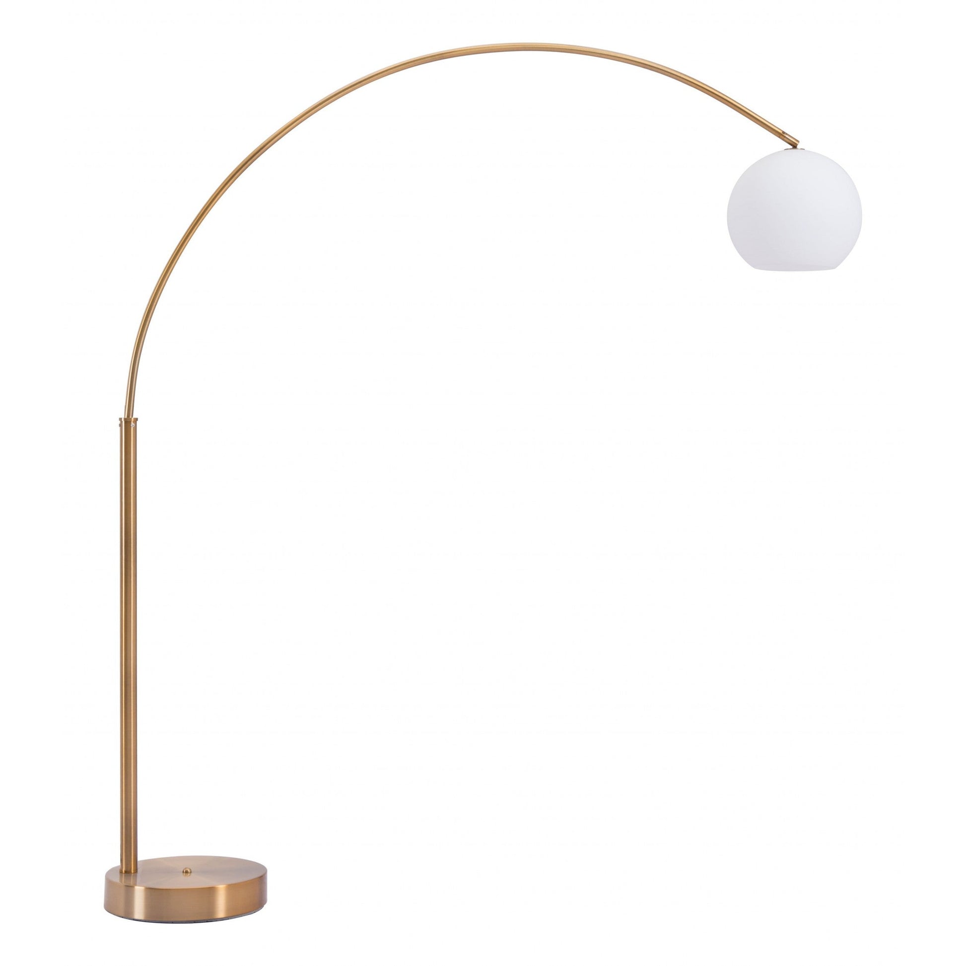 HomeRoots Modern Arc Floor Lamp In Brushed Brass Finish