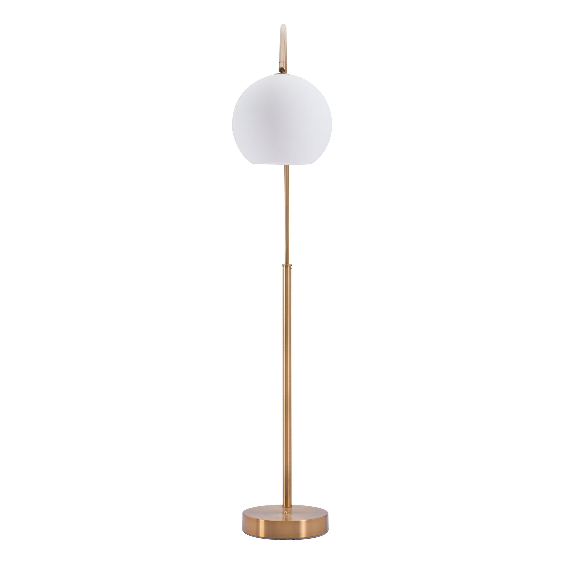 HomeRoots Modern Arc Floor Lamp In Brushed Brass Finish