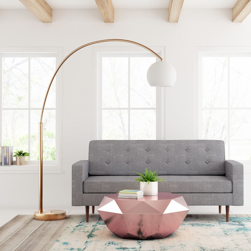 HomeRoots Modern Arc Floor Lamp In Brushed Brass Finish