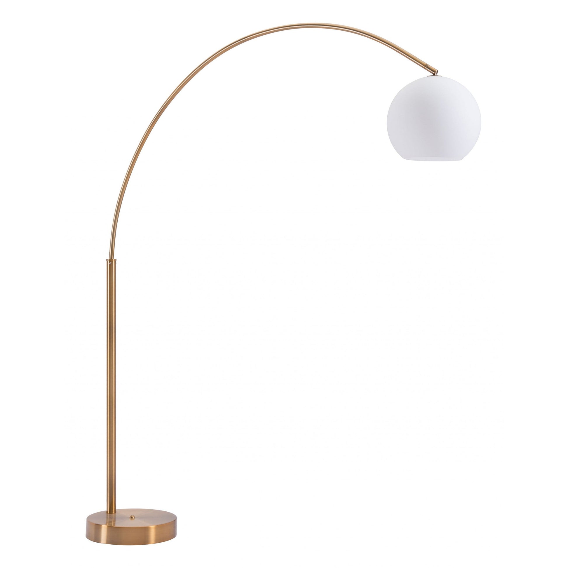 HomeRoots Modern Arc Floor Lamp In Brushed Brass Finish