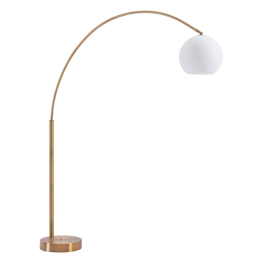 HomeRoots Modern Arc Floor Lamp In Brushed Brass Finish