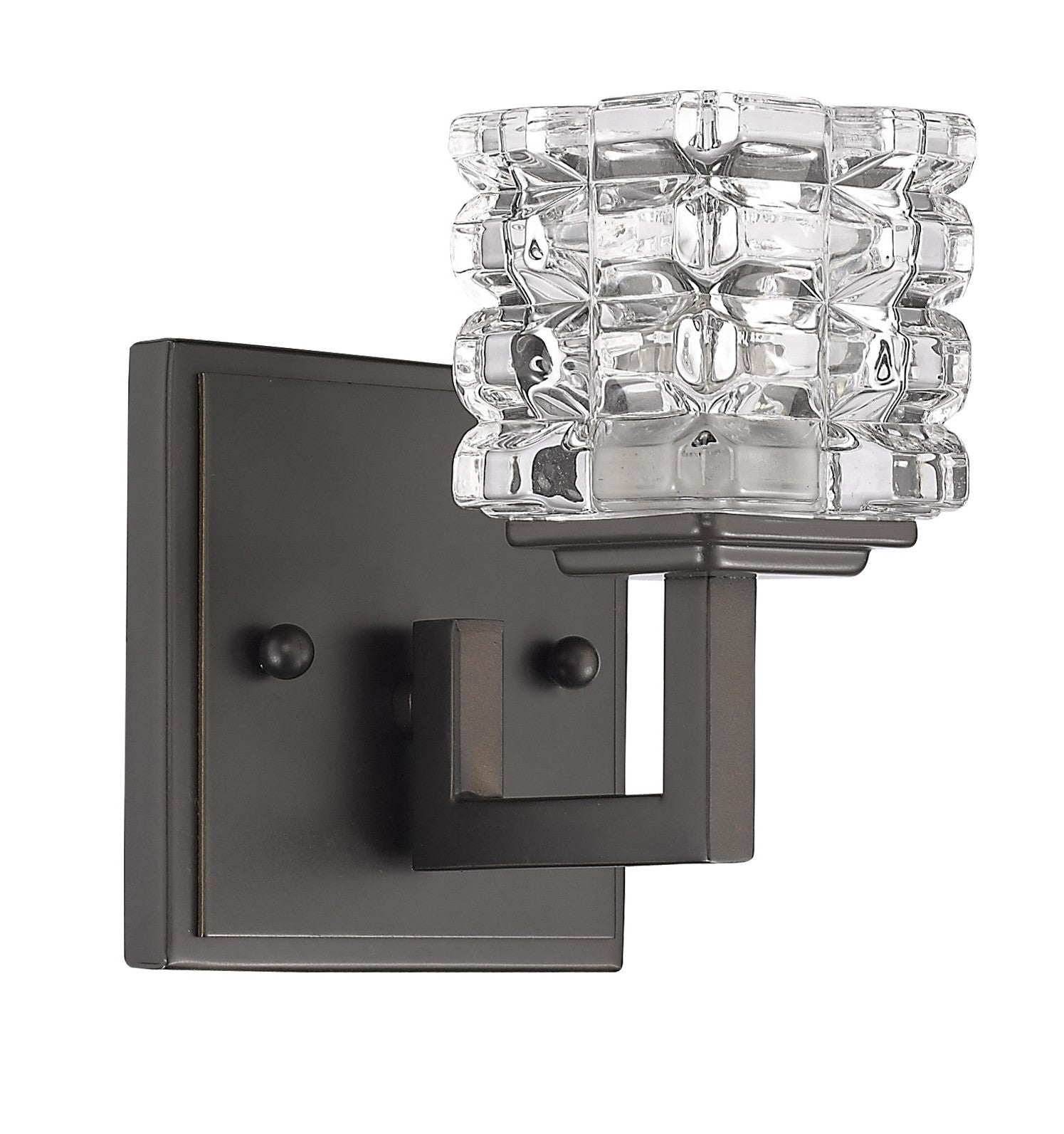 HomeRoots Modern Burnished Dark Bronze Wall Sconce With Cubed Crystal Finish