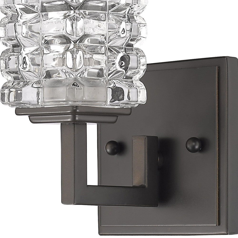 HomeRoots Modern Burnished Dark Bronze Wall Sconce With Cubed Crystal Finish