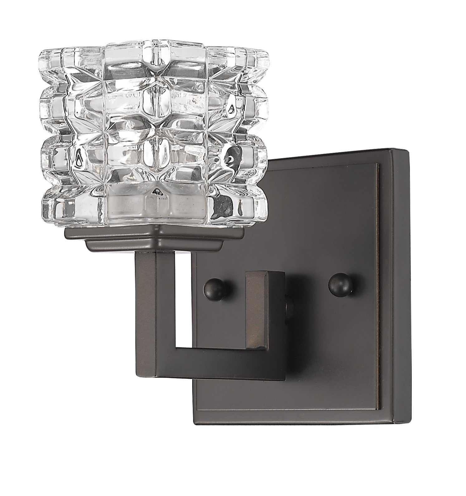HomeRoots Modern Burnished Dark Bronze Wall Sconce With Cubed Crystal Finish