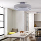 HomeRoots Modern Ceiling Fan and Light With Flower Details in White Finish