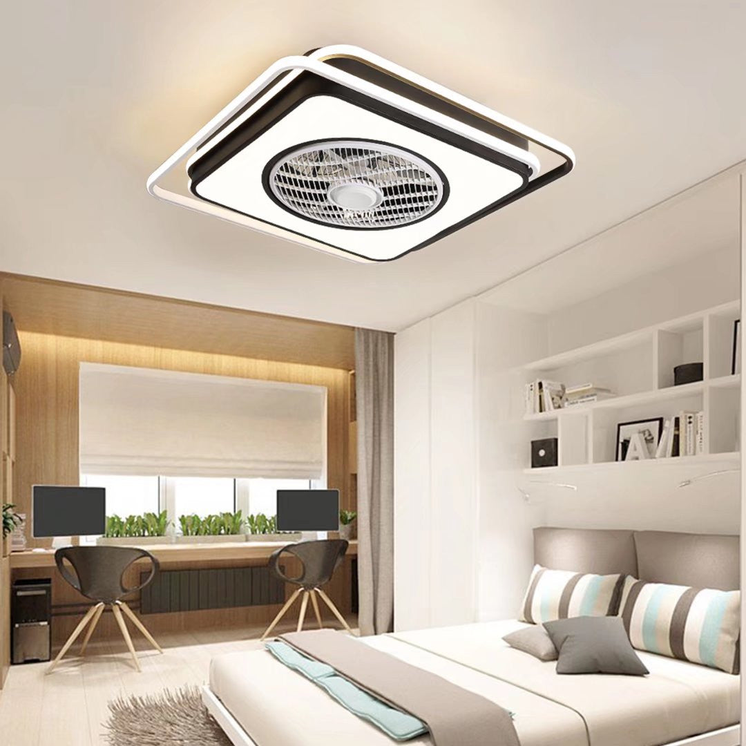 HomeRoots Modern Ceiling Lamp And Fan With White And Black Finish