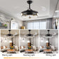 HomeRoots Modern Ceiling Lamp With Retractable Fan in Black Finish