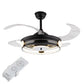 HomeRoots Modern Ceiling Lamp With Retractable Fan in Black Finish