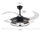 HomeRoots Modern Ceiling Lamp With Retractable Fan in Black Finish