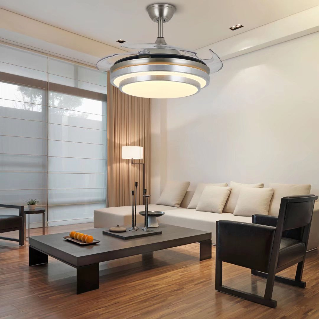 HomeRoots Modern Fan And LED Ceiling Lamp With Silver Finish
