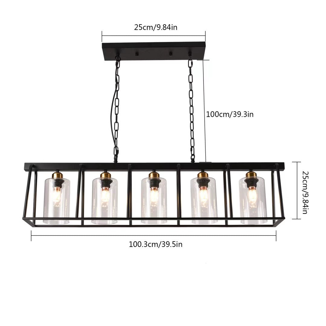 HomeRoots Modern Farmhouse Five Light Hanging Chandelier in Black Finish