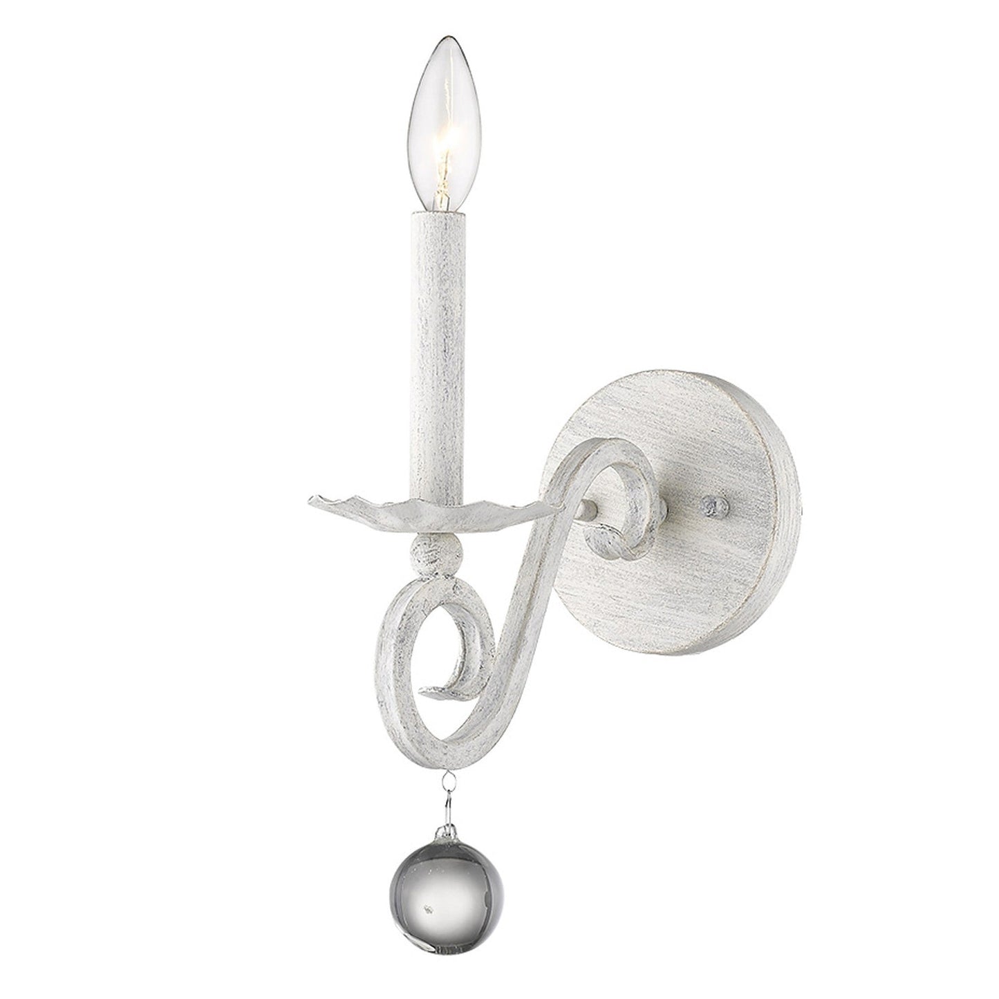 HomeRoots Modern Farmhouse Wall Sconce With Rustic White and Crystal Finish