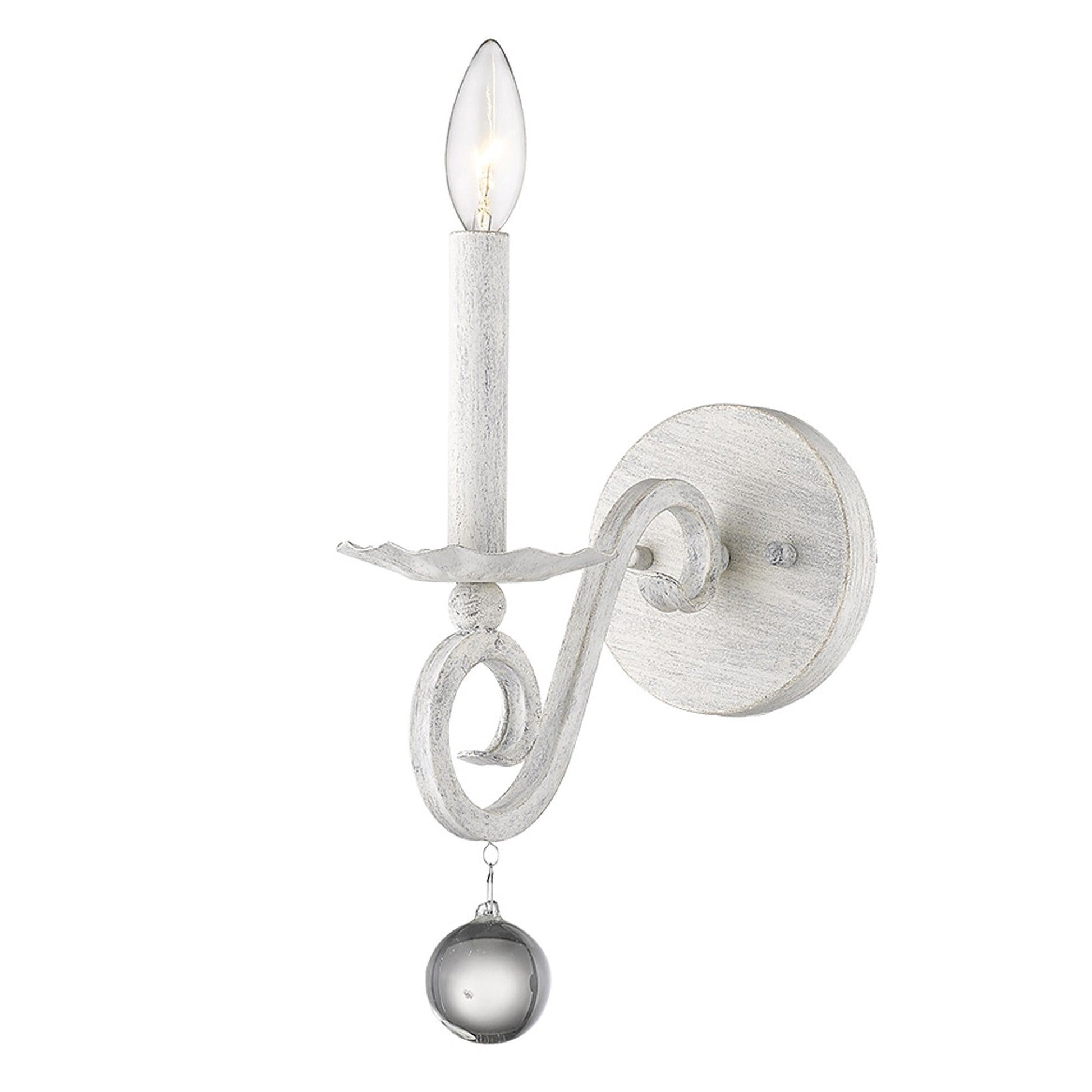 HomeRoots Modern Farmhouse Wall Sconce With Rustic White and Crystal Finish
