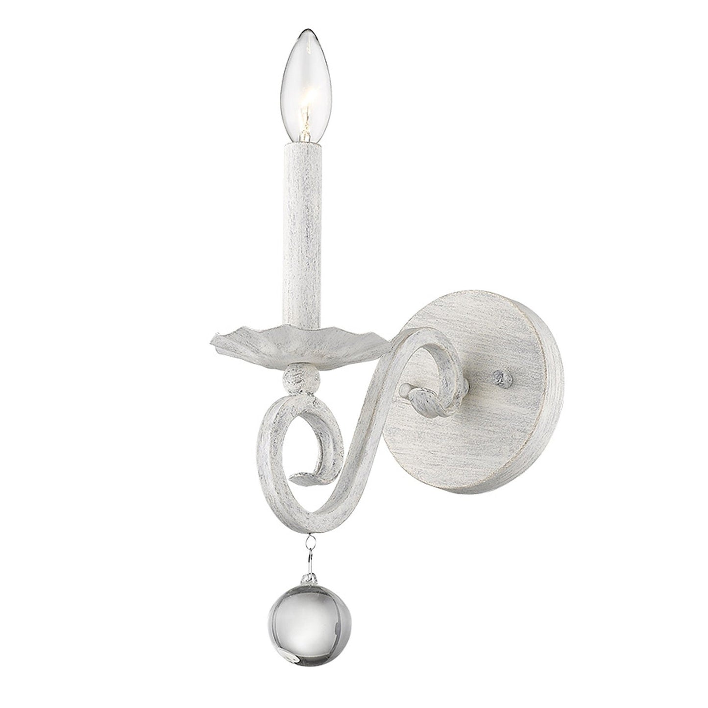 HomeRoots Modern Farmhouse Wall Sconce With Rustic White and Crystal Finish