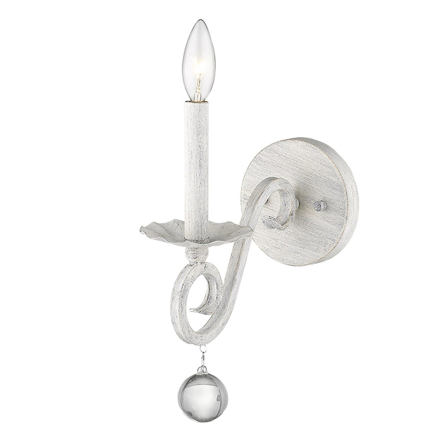 HomeRoots Modern Farmhouse Wall Sconce With Rustic White and Crystal Finish