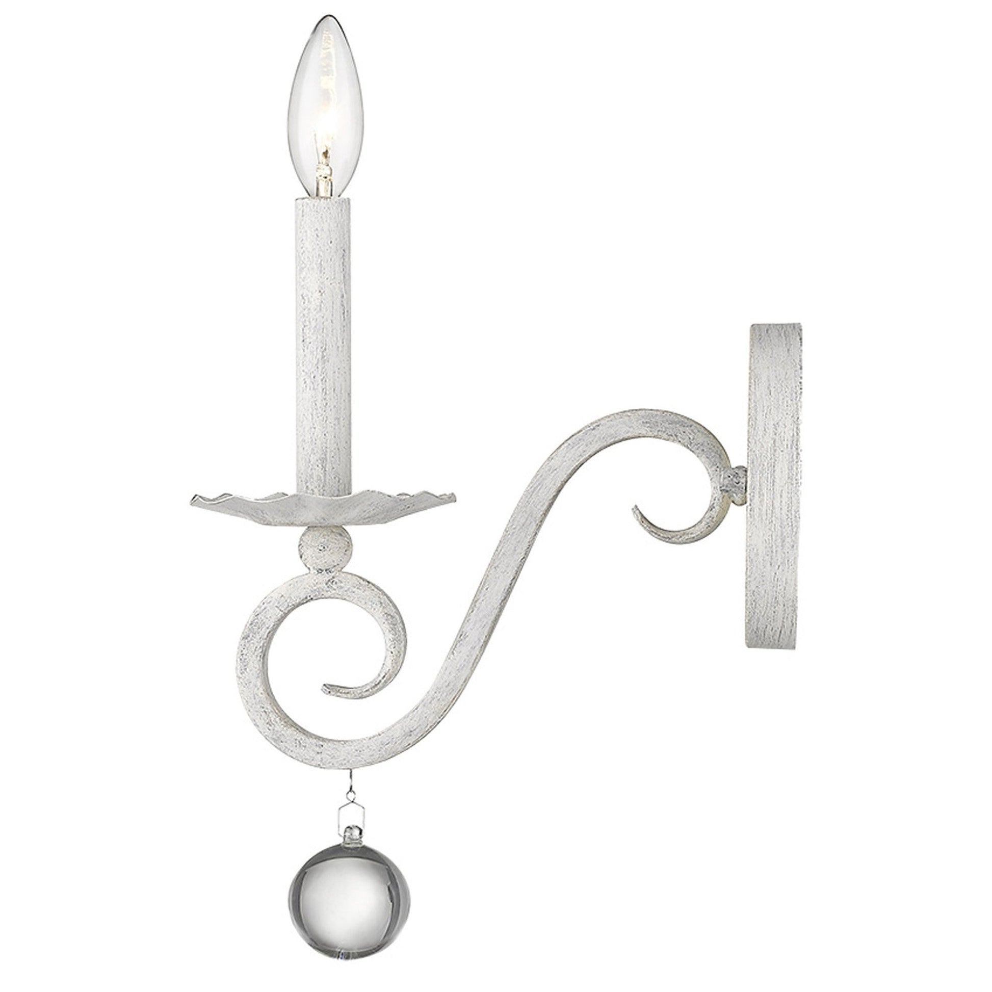 HomeRoots Modern Farmhouse Wall Sconce With Rustic White and Crystal Finish