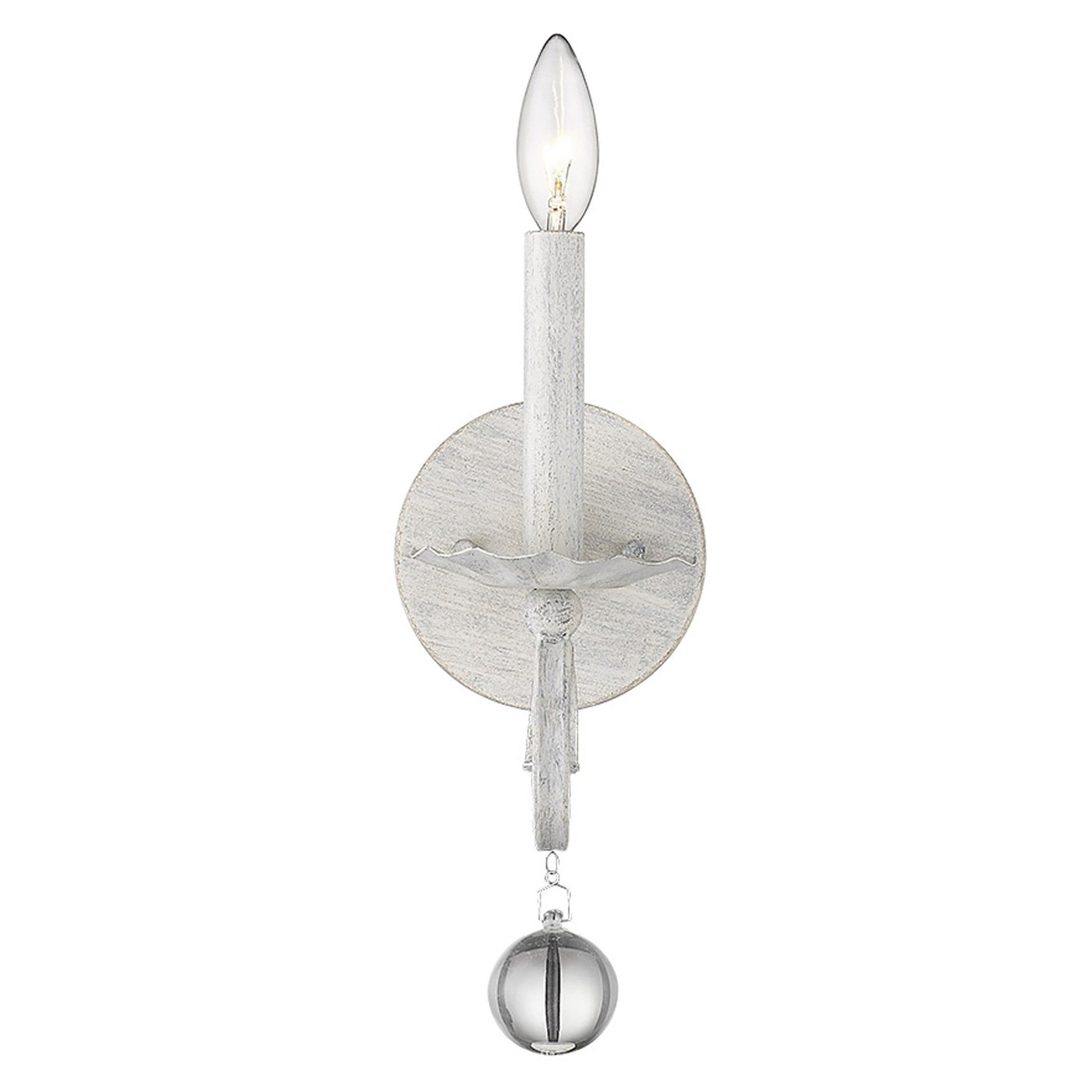HomeRoots Modern Farmhouse Wall Sconce With Rustic White and Crystal Finish