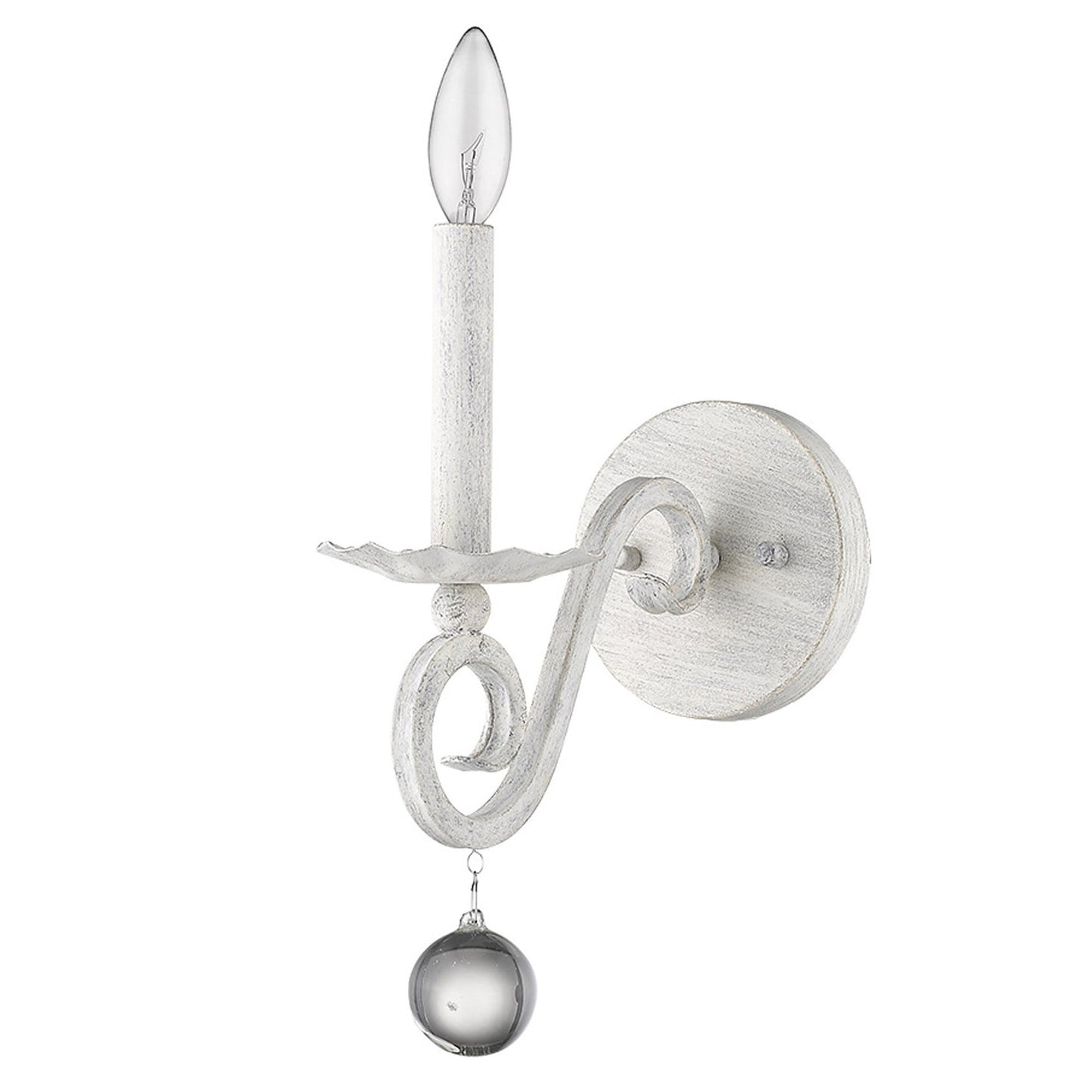 HomeRoots Modern Farmhouse Wall Sconce With Rustic White and Crystal Finish