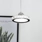 HomeRoots Modern Faux Crystal Compact Ring LED Pendant Lamp With Silver Finish