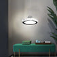 HomeRoots Modern Faux Crystal Compact Ring LED Pendant Lamp With Silver Finish