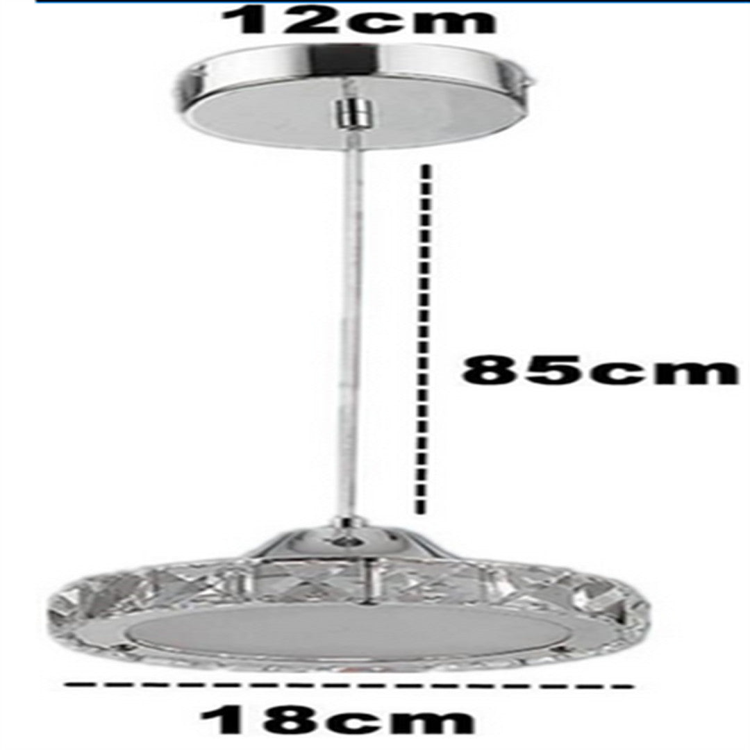 HomeRoots Modern Faux Crystal Compact Ring LED Pendant Lamp With Silver Finish