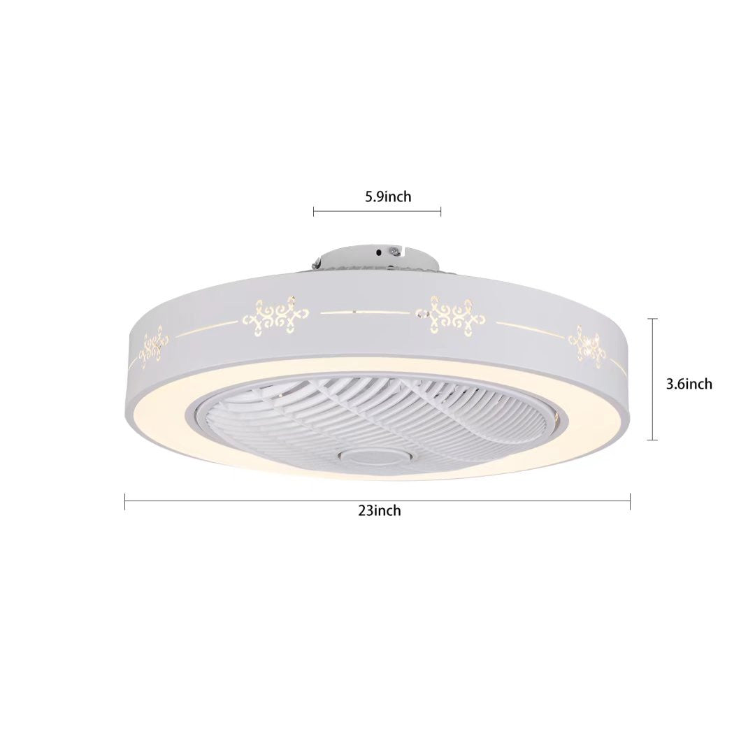 HomeRoots Modern Flush LED Ceiling Fan and Light in White Finish