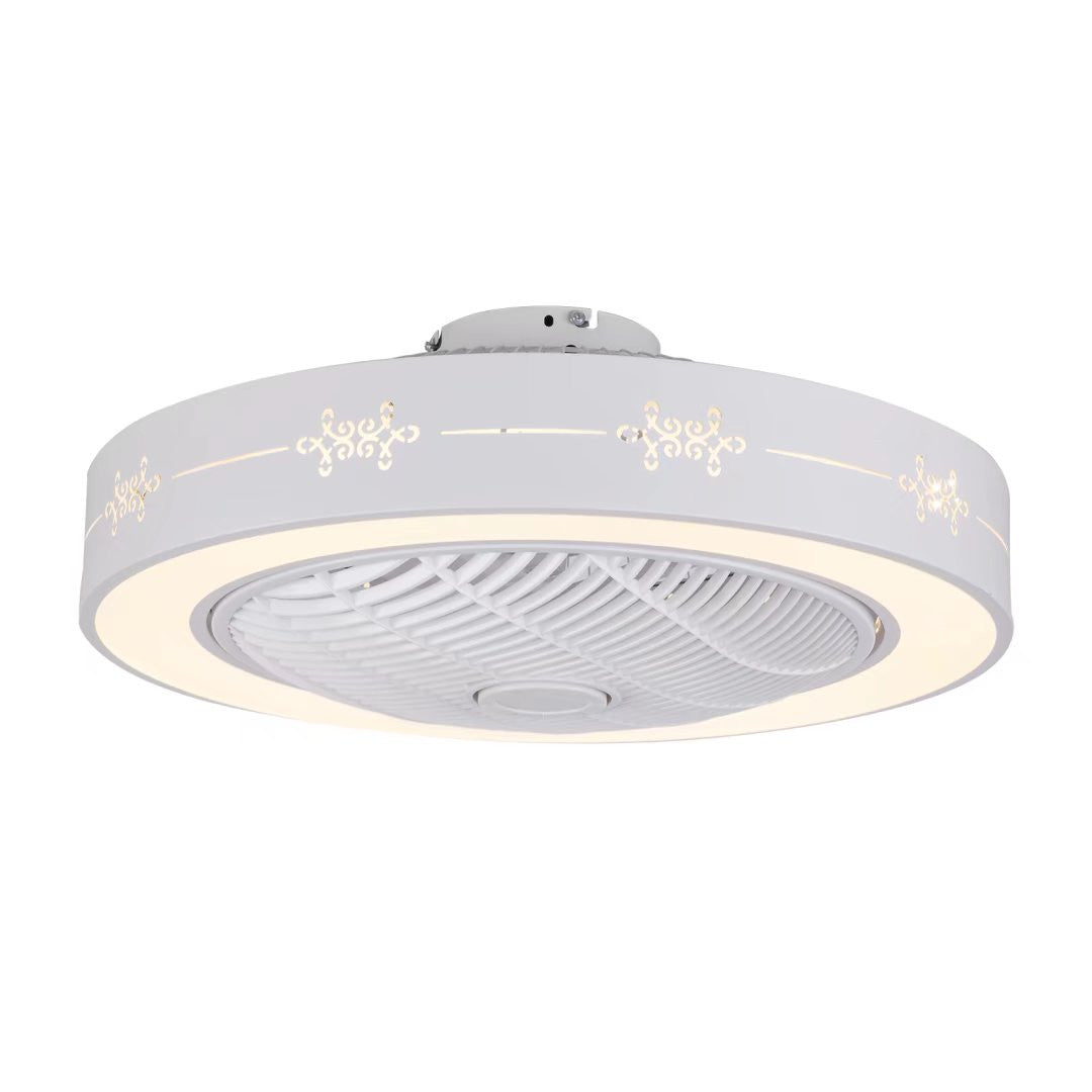 HomeRoots Modern Flush LED Ceiling Fan and Light in White Finish