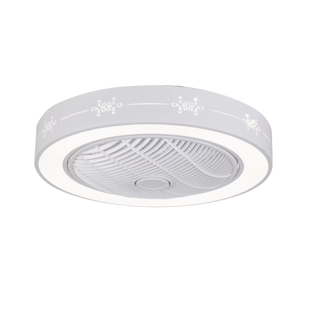 HomeRoots Modern Flush LED Ceiling Fan and Light in White Finish