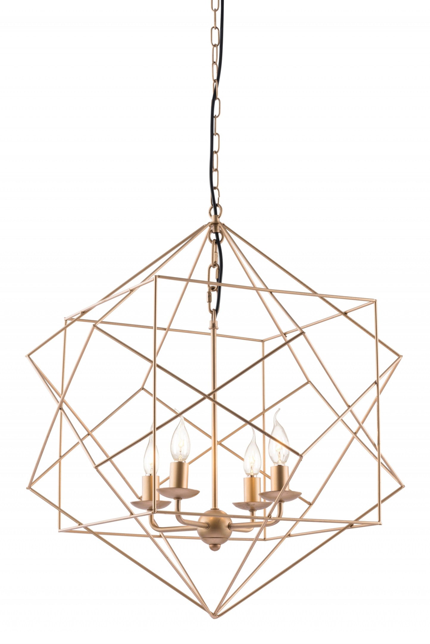 HomeRoots Modern Geo Chandelier in Gold Finish