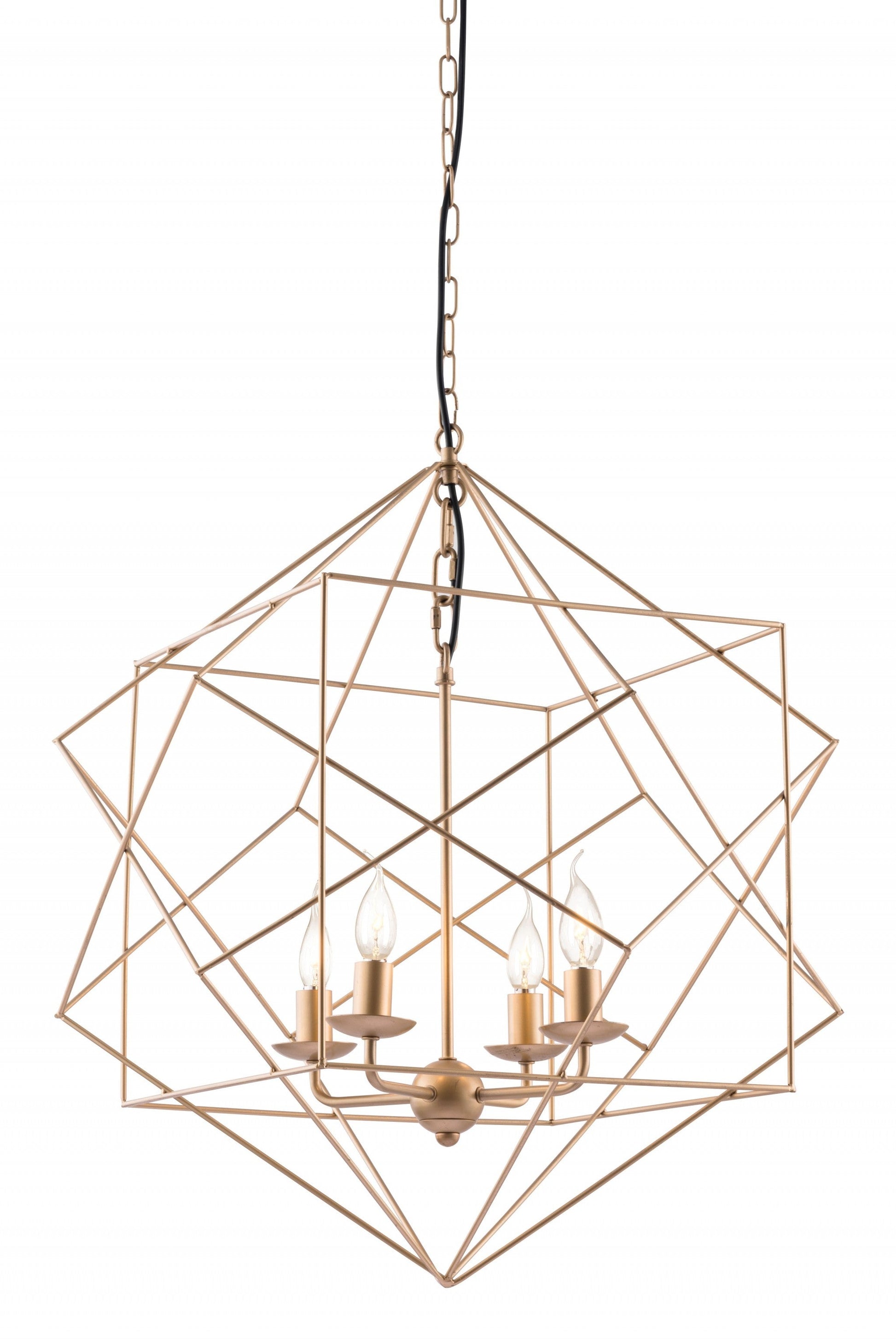 HomeRoots Modern Geo Chandelier in Gold Finish