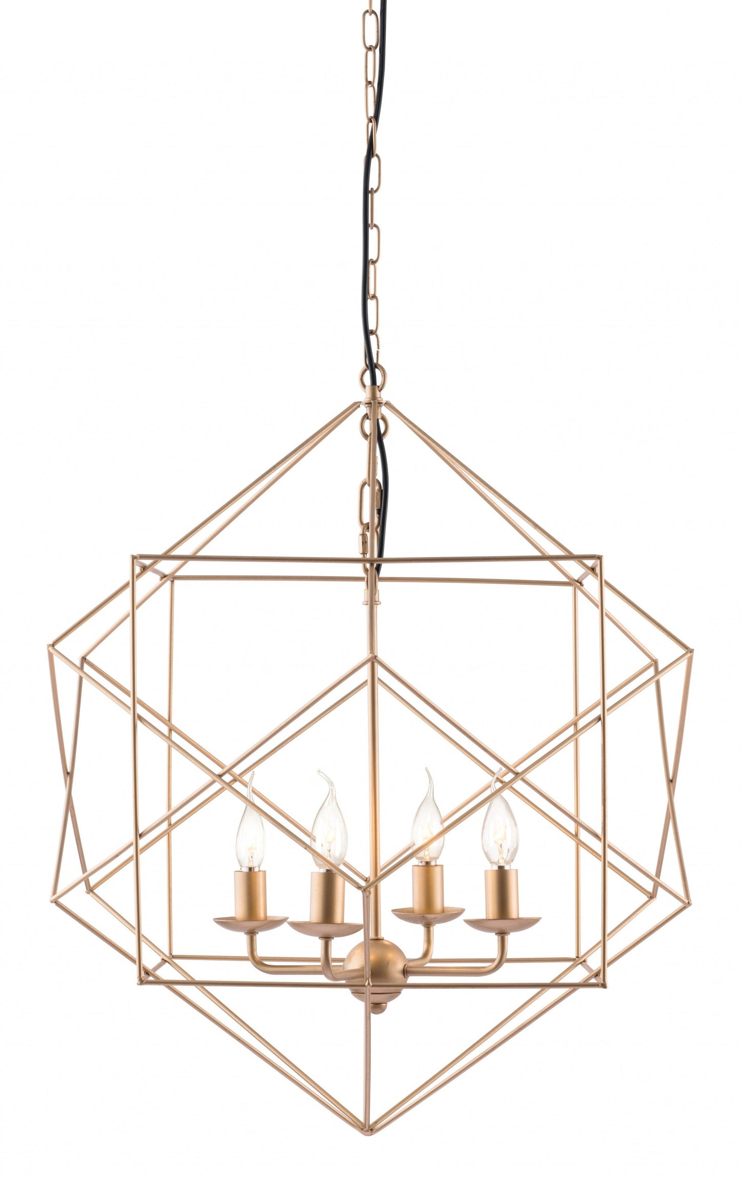 HomeRoots Modern Geo Chandelier in Gold Finish
