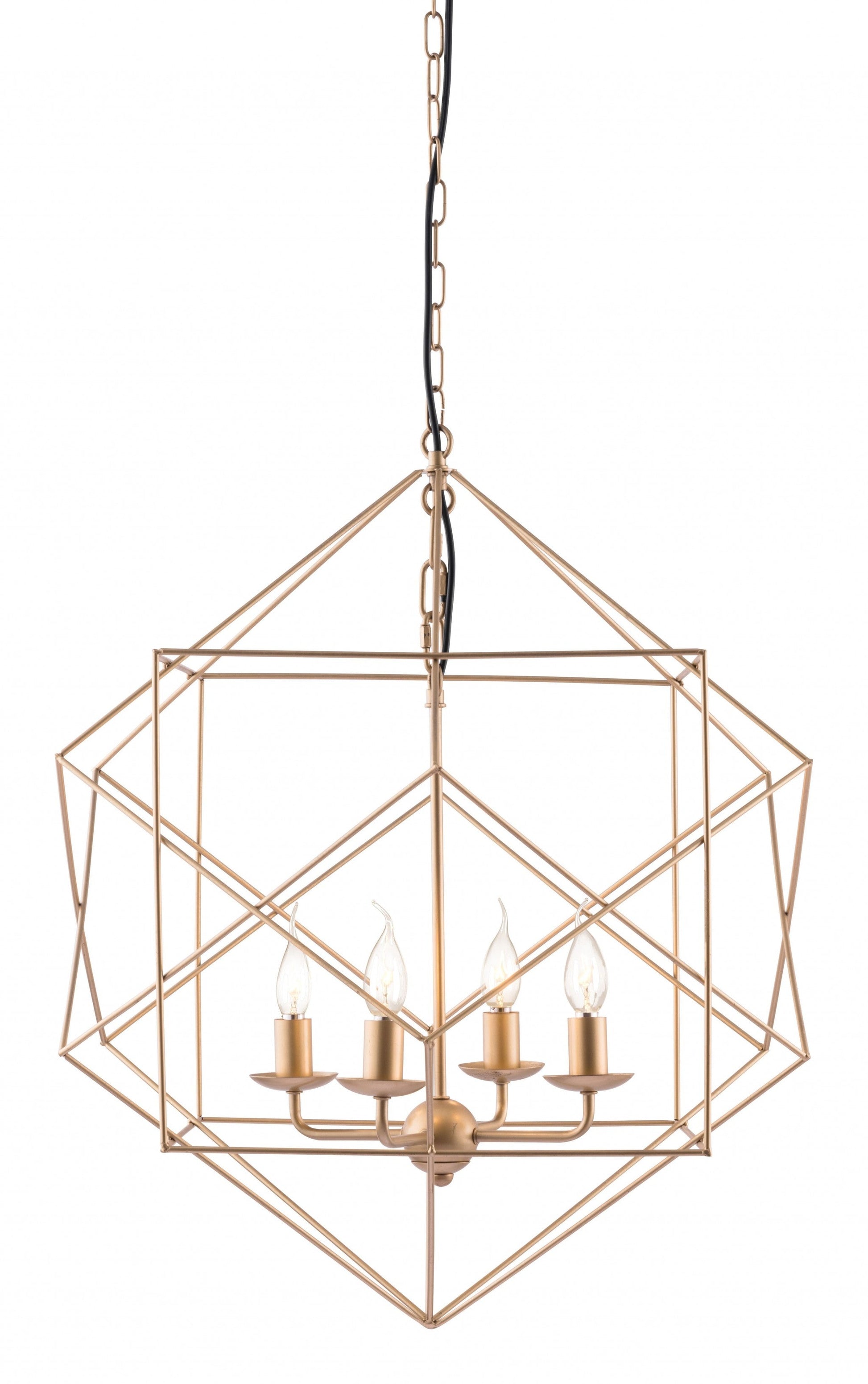 HomeRoots Modern Geo Chandelier in Gold Finish