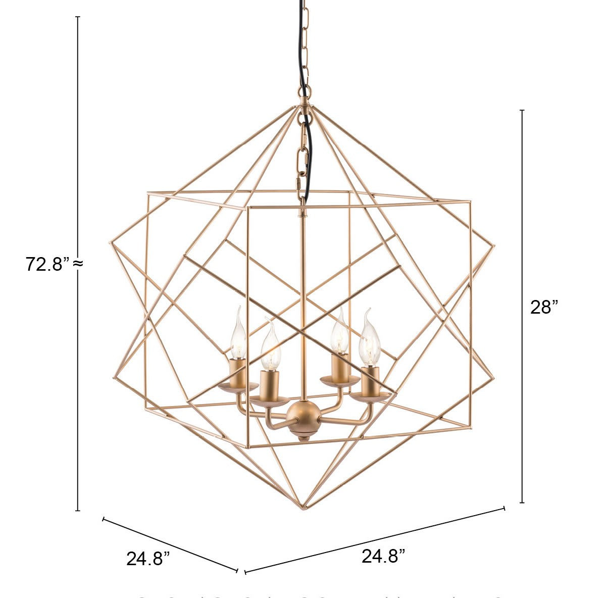 HomeRoots Modern Geo Chandelier in Gold Finish