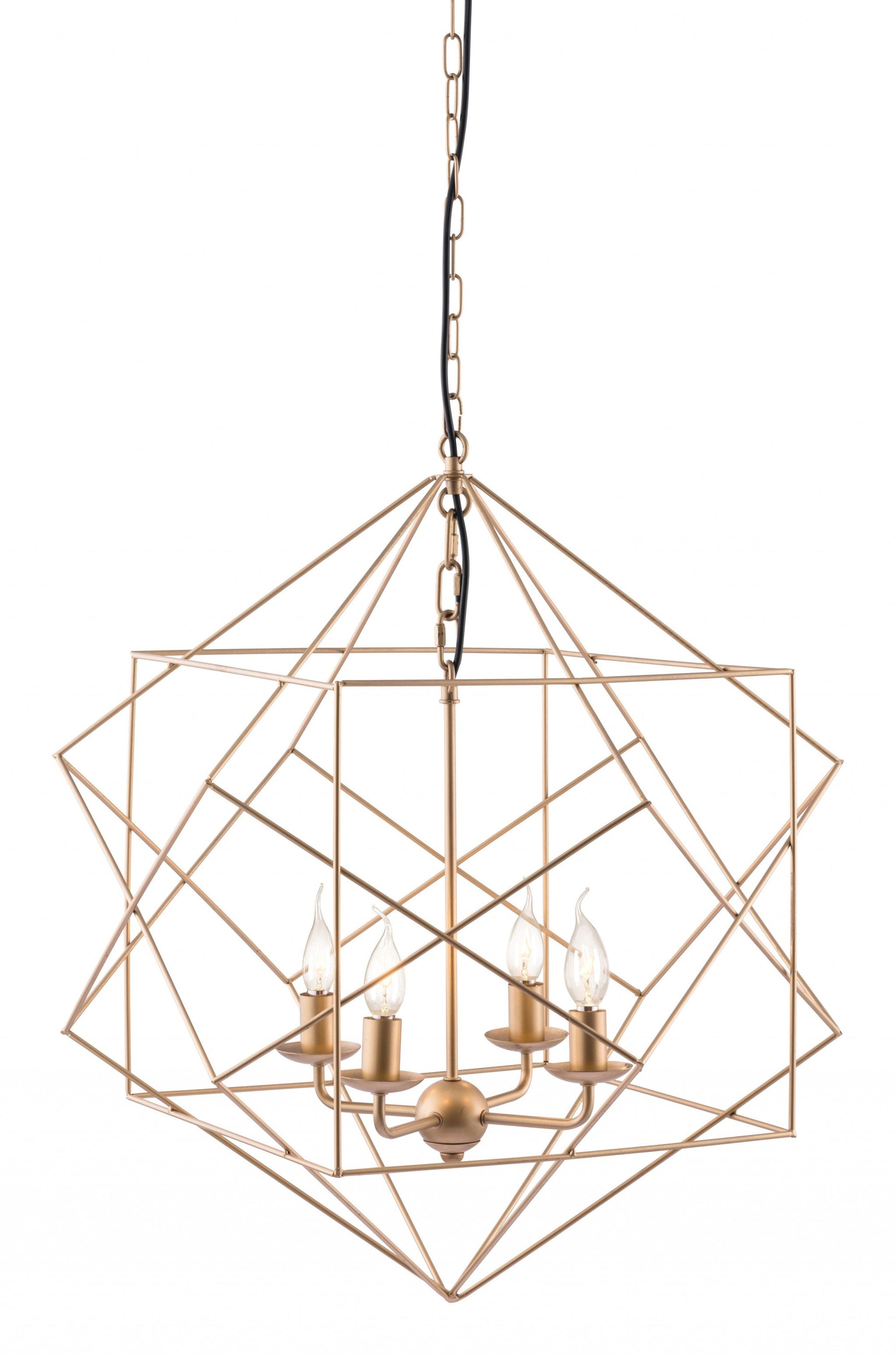 HomeRoots Modern Geo Chandelier in Gold Finish
