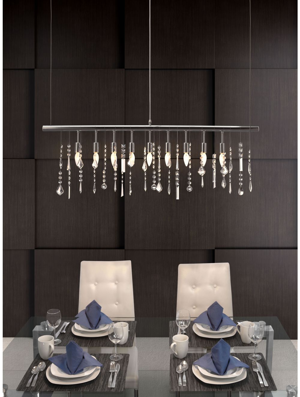 HomeRoots Modern Glam Icicle Chandelier With Stainless Steel Finish
