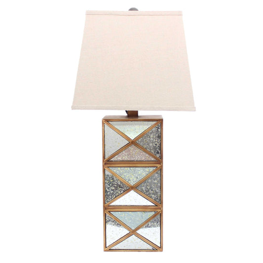 HomeRoots Modern Illusionary Table Lamp With Mirrored Base In Gold Finish