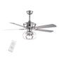 HomeRoots Modern Metal Chandelier Ceiling Fan in Silver Finish