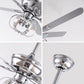 HomeRoots Modern Metal Chandelier Ceiling Fan in Silver Finish