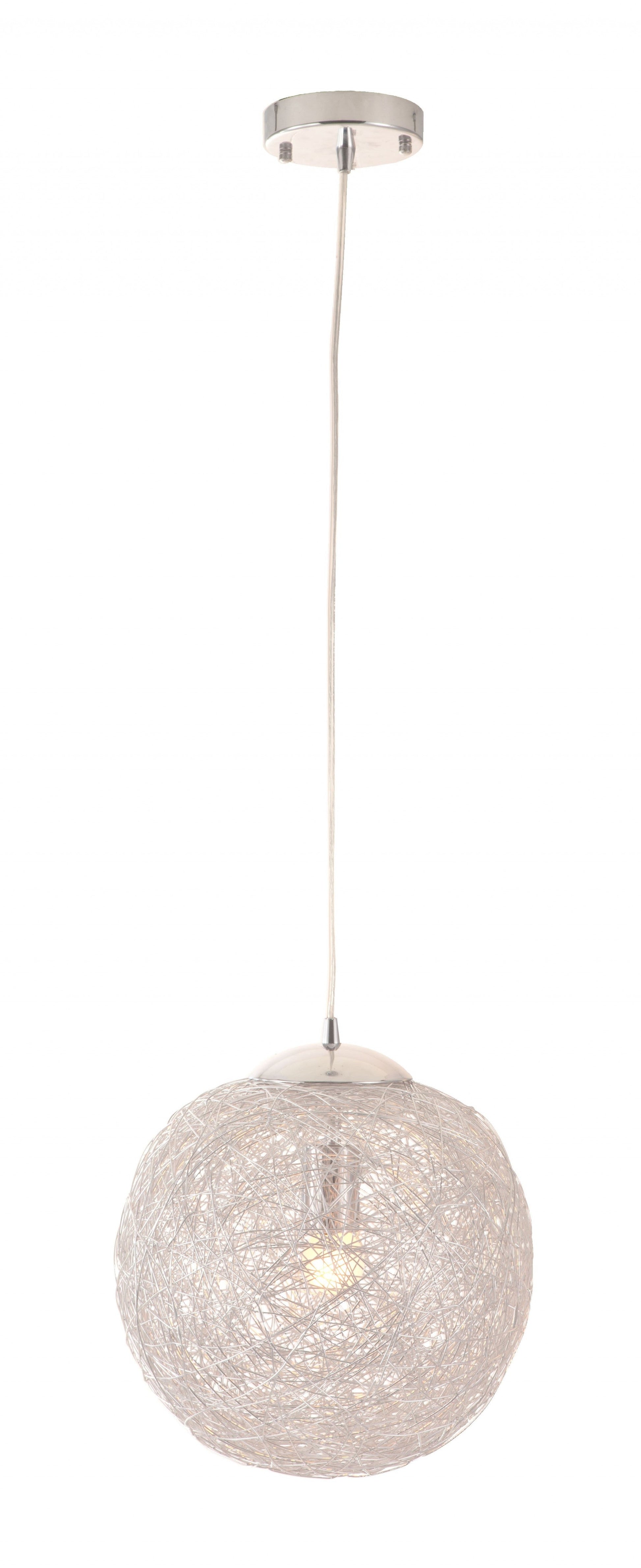 HomeRoots Modern Snowball Ceiling Lamp in Chrome Finish