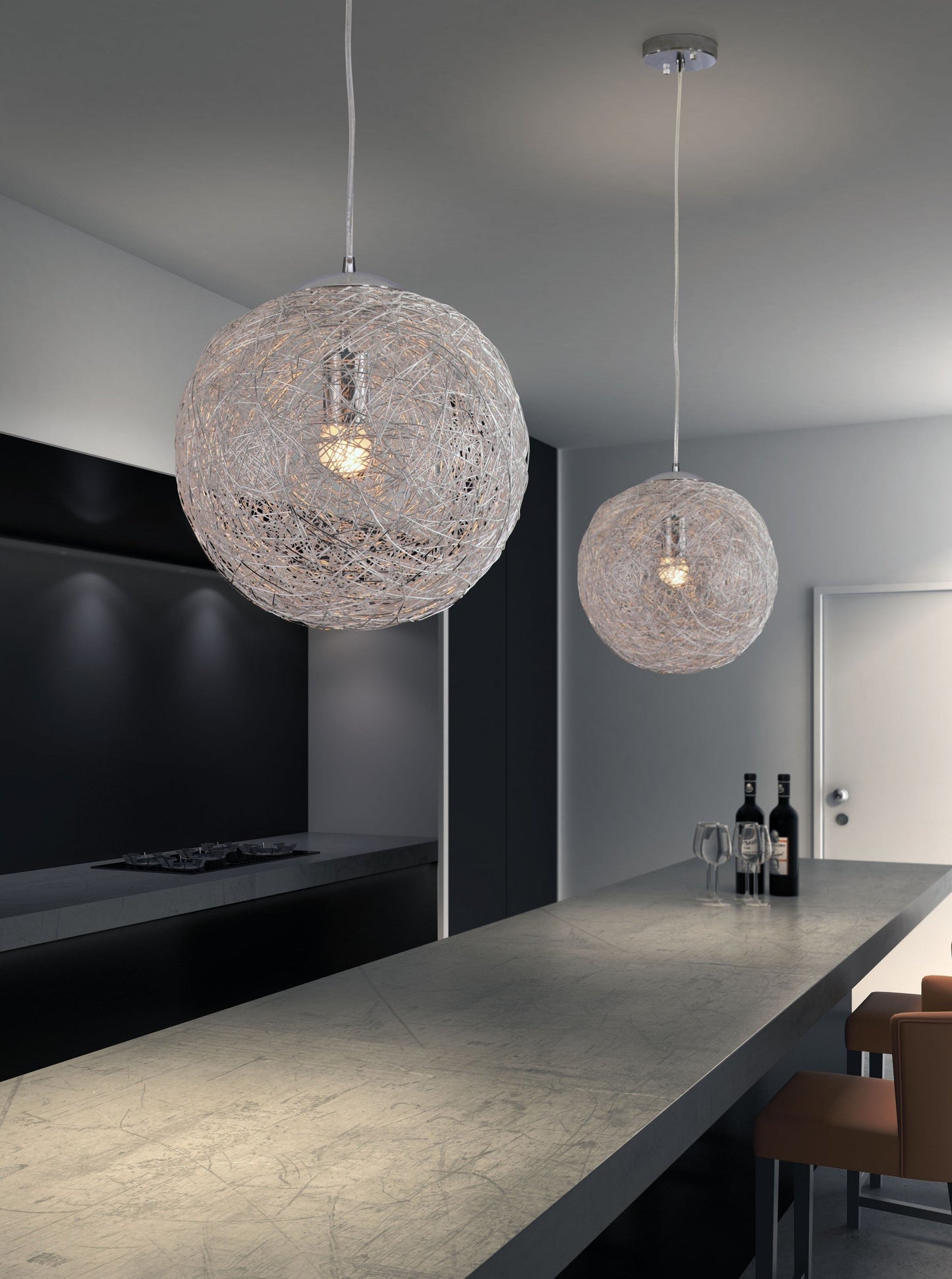 HomeRoots Modern Snowball Ceiling Lamp in Chrome Finish